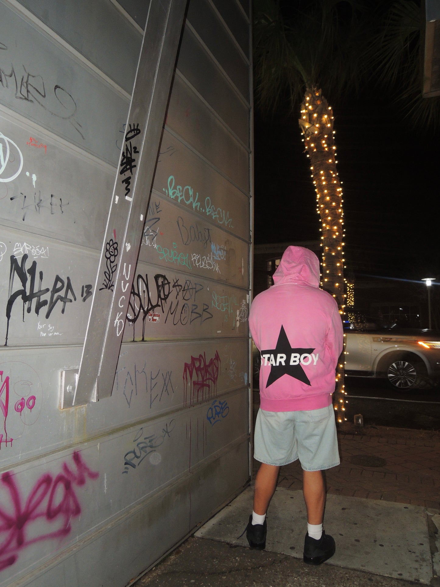 Pink Puff Print Zip Up With Rhinestones On Hood