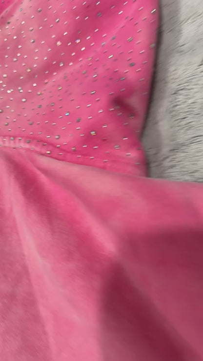 Pink Puff Print Zip Up With Rhinestones On Hood